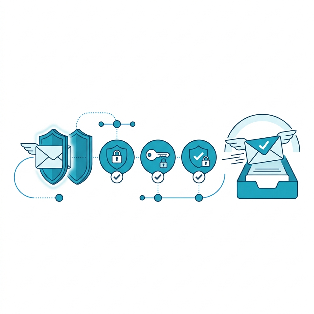 Illustration of email deliverability and security infrastructure
