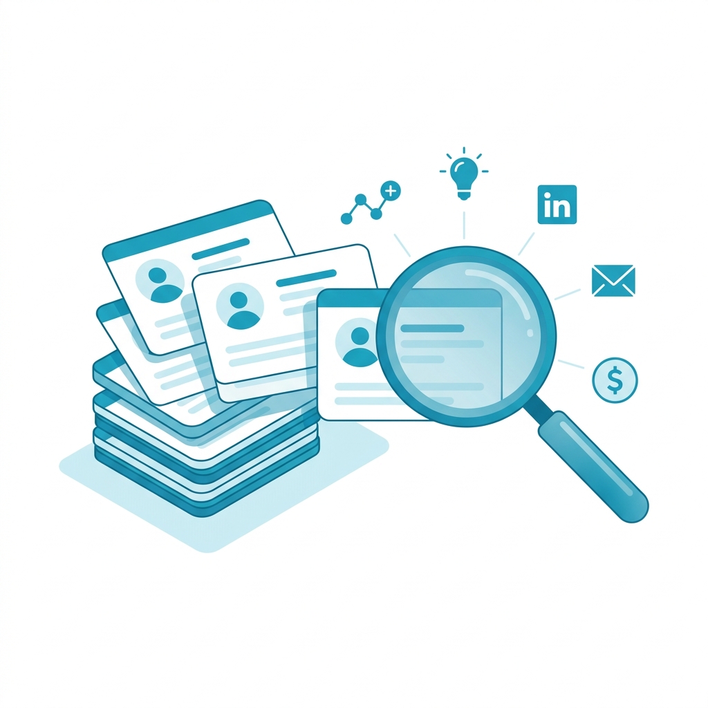 Illustration of contact list building and lead enrichment